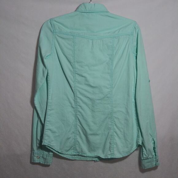 Fun & Flirt Mint Green Pearl Snap Button-Up Western Casual Shirt Size M - Picture 7 of 7